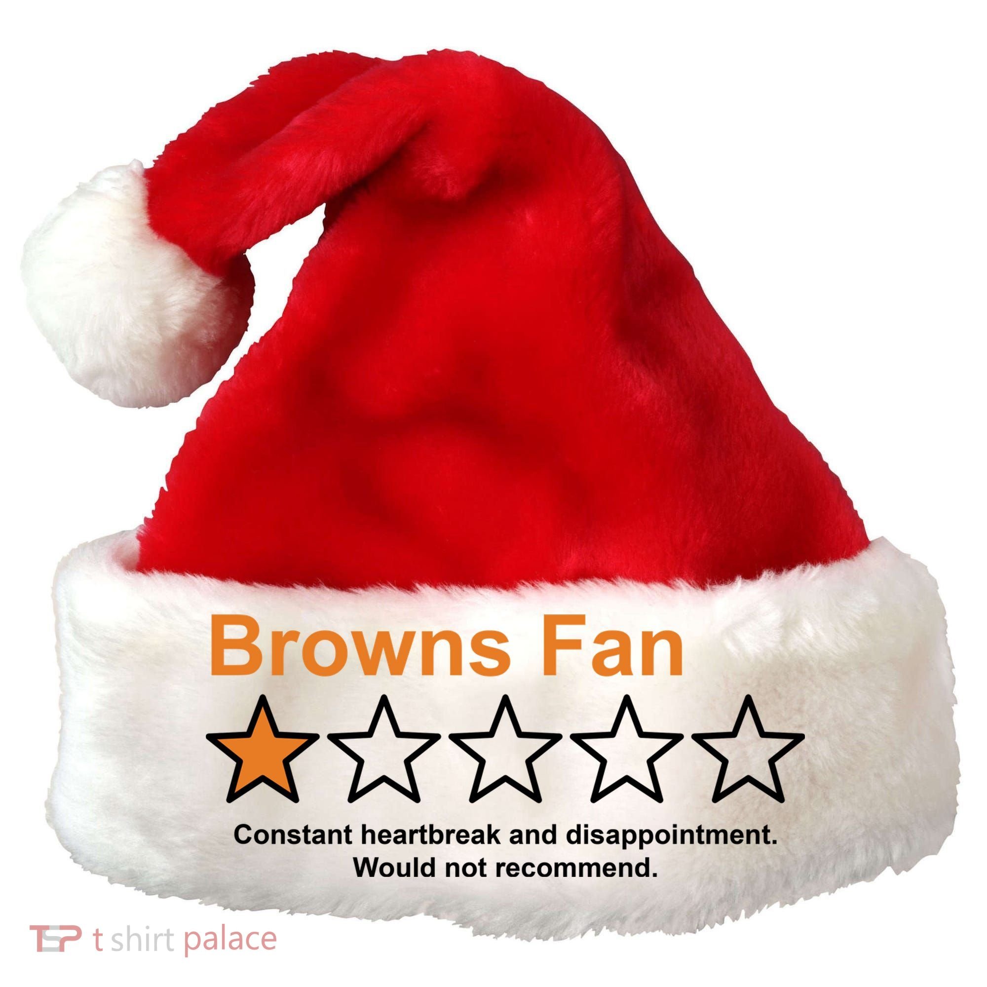 Browns Fan Would Not Recommend 1 Star Funny Santa Hat