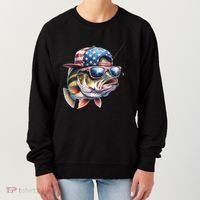 Bass Fish With Us Flag Gift Women's Sweatshirt thumb 0