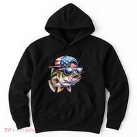 Bass Fish With Us Flag Gift Hoodie thumb 0