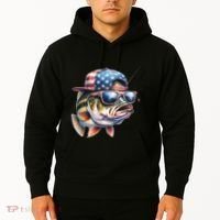 Bass Fish With Us Flag Gift Hoodie thumb 2