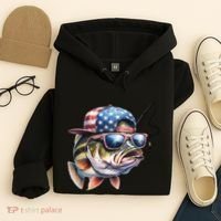 Bass Fish With Us Flag Gift Hoodie thumb 4