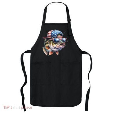 Bass Fish With Us Flag Gift Apron