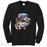 Bass Fish With Us Flag Gift Sweatshirt thumb 0