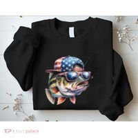 Bass Fish With Us Flag Gift Sweatshirt thumb 2