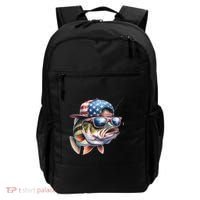 Bass Fish With Us Flag Gift Backpack thumb 0