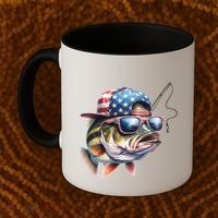 Bass Fish With Us Flag Gift Coffee Mug thumb 2