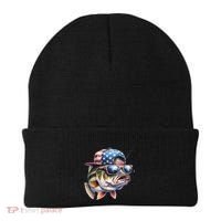 Bass Fish With Us Flag Gift Beanie thumb 0