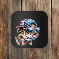 Bass Fish With Us Flag Gift Coaster thumb 0