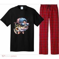 Bass Fish With Us Flag Gift Pajama Set thumb 0