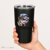 Bass Fish With Us Flag Gift Tumbler thumb 2