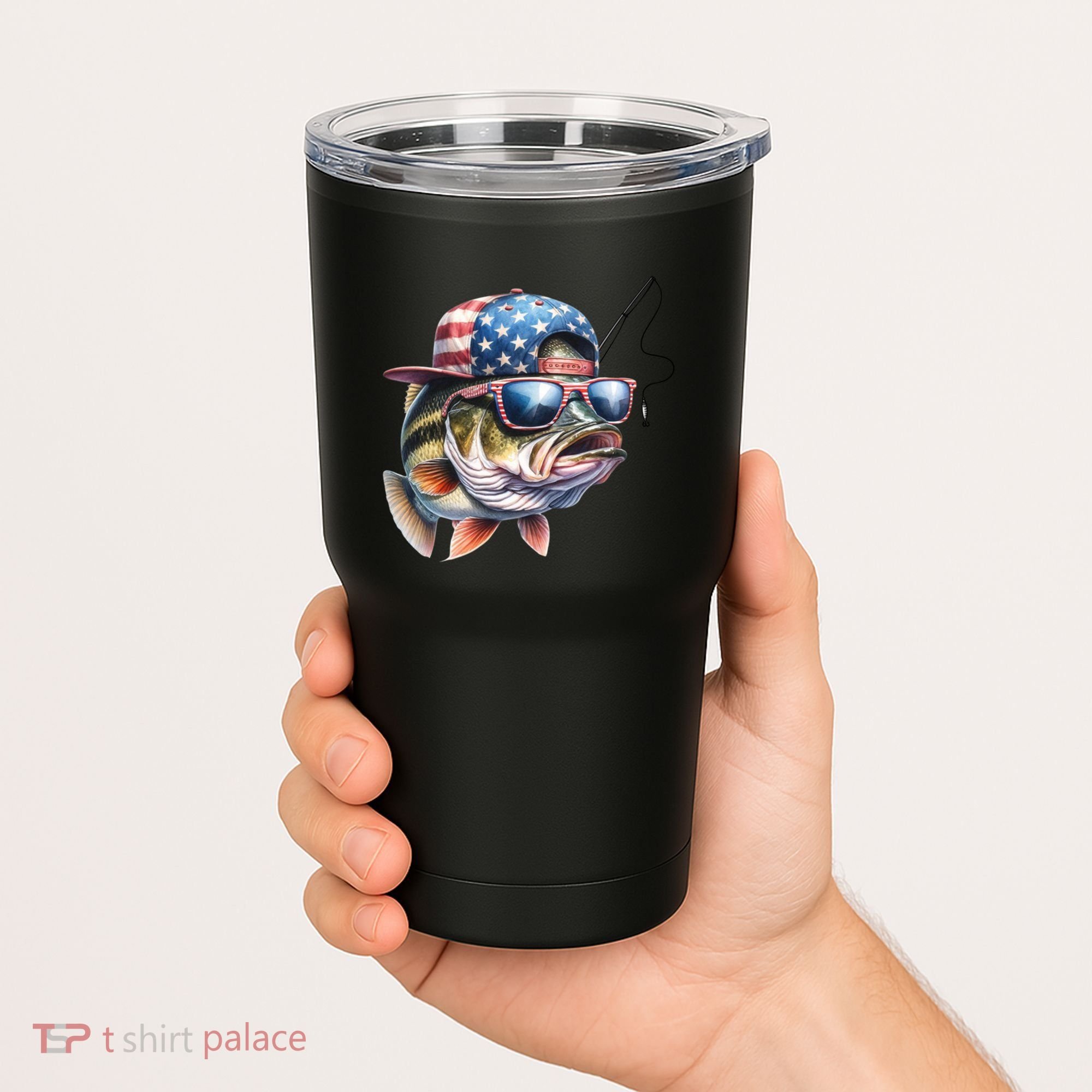 Bass Fish With Us Flag Gift Tumbler