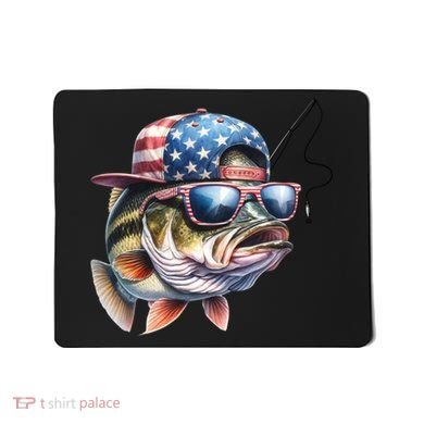 Bass Fish With Us Flag Gift Mousepad