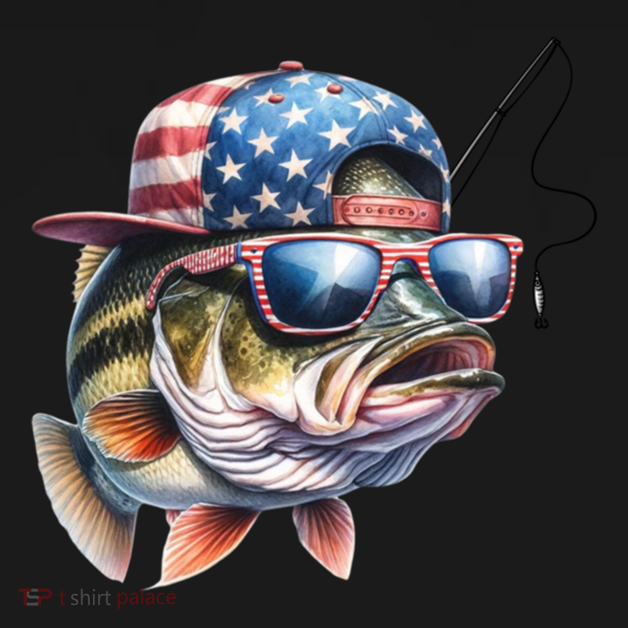 Bass Fish With Us Flag Gift Mousepad