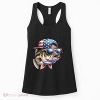 Bass Fish With Us Flag Gift Women's Tank Top thumb 0