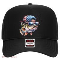Bass Fish With Us Flag Gift Hat thumb 0