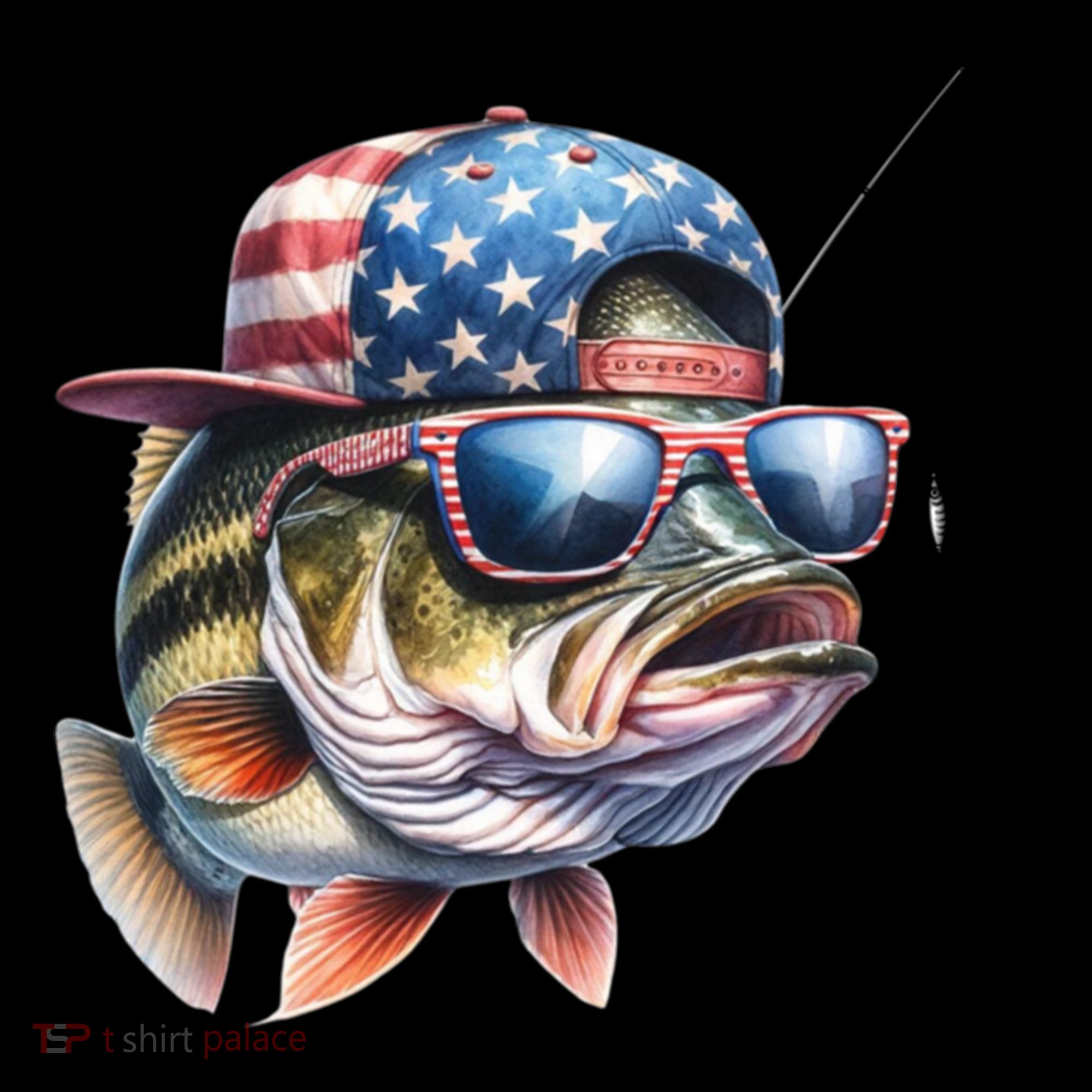 Bass Fish With Us Flag Gift Toddler Hoodie