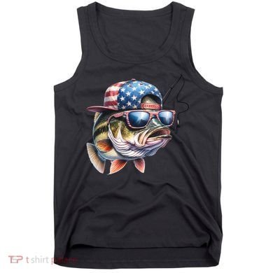 Bass Fish With Us Flag Gift Tank Top