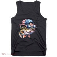 Bass Fish With Us Flag Gift Tank Top thumb 0
