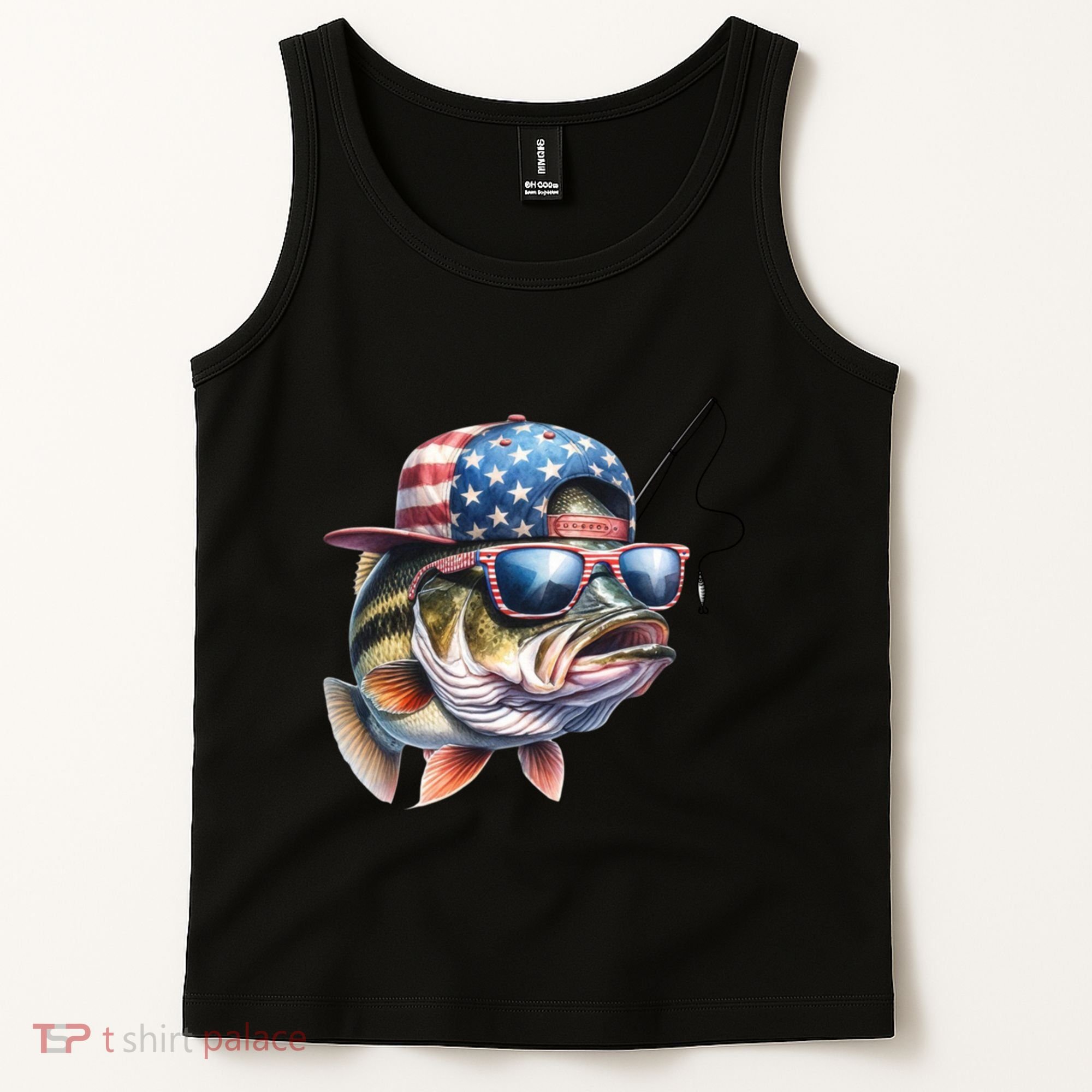 Bass Fish With Us Flag Gift Tank Top