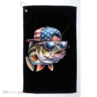 Bass Fish With Us Flag Gift Golf Towel