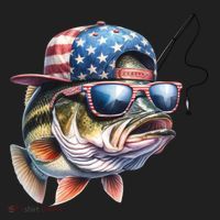 Bass Fish With Us Flag Gift Golf Towel thumb 3