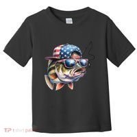 Bass Fish With Us Flag Gift Toddler T-Shirt thumb 0