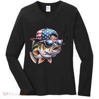Bass Fish With Us Flag Gift Women's Long Sleeve Shirt thumb 0