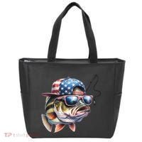 Bass Fish With Us Flag Gift Tote Bag thumb 0