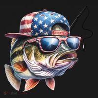 Bass Fish With Us Flag Gift Tote Bag thumb 4