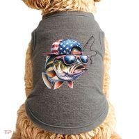 Bass Fish With Us Flag Gift Doggie Tank thumb 0