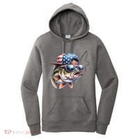 Bass Fish With Us Flag Gift Women's Hoodie thumb 0