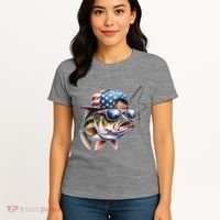 Bass Fish With Us Flag Gift Women's T-Shirt thumb 4