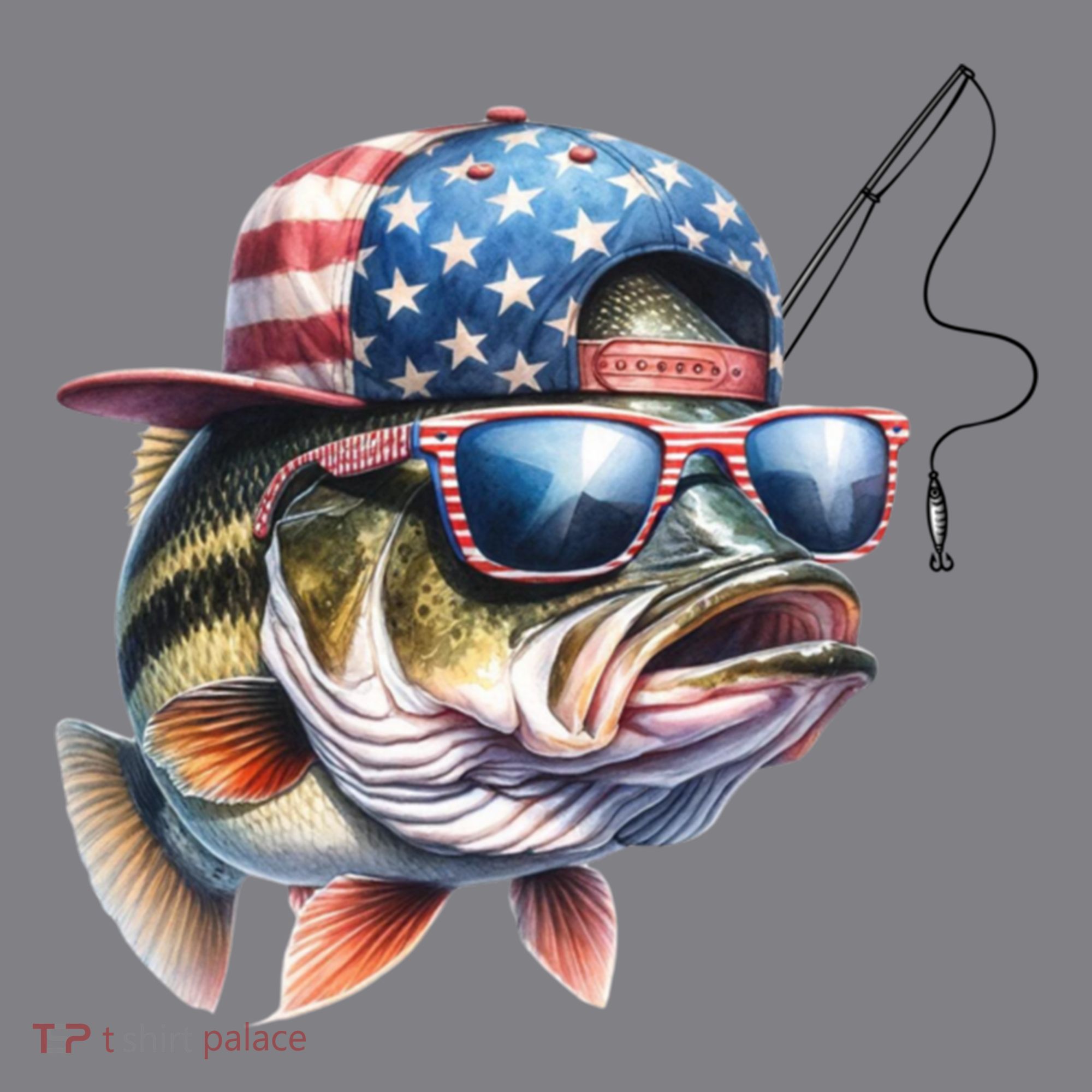 Bass Fish With Us Flag Gift Women's T-Shirt