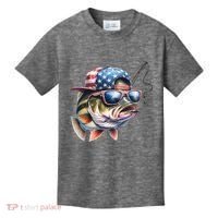 Bass Fish With Us Flag Gift Kids T-Shirt thumb 0