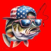 Bass Fish With Us Flag Gift Santa Hat thumb 1