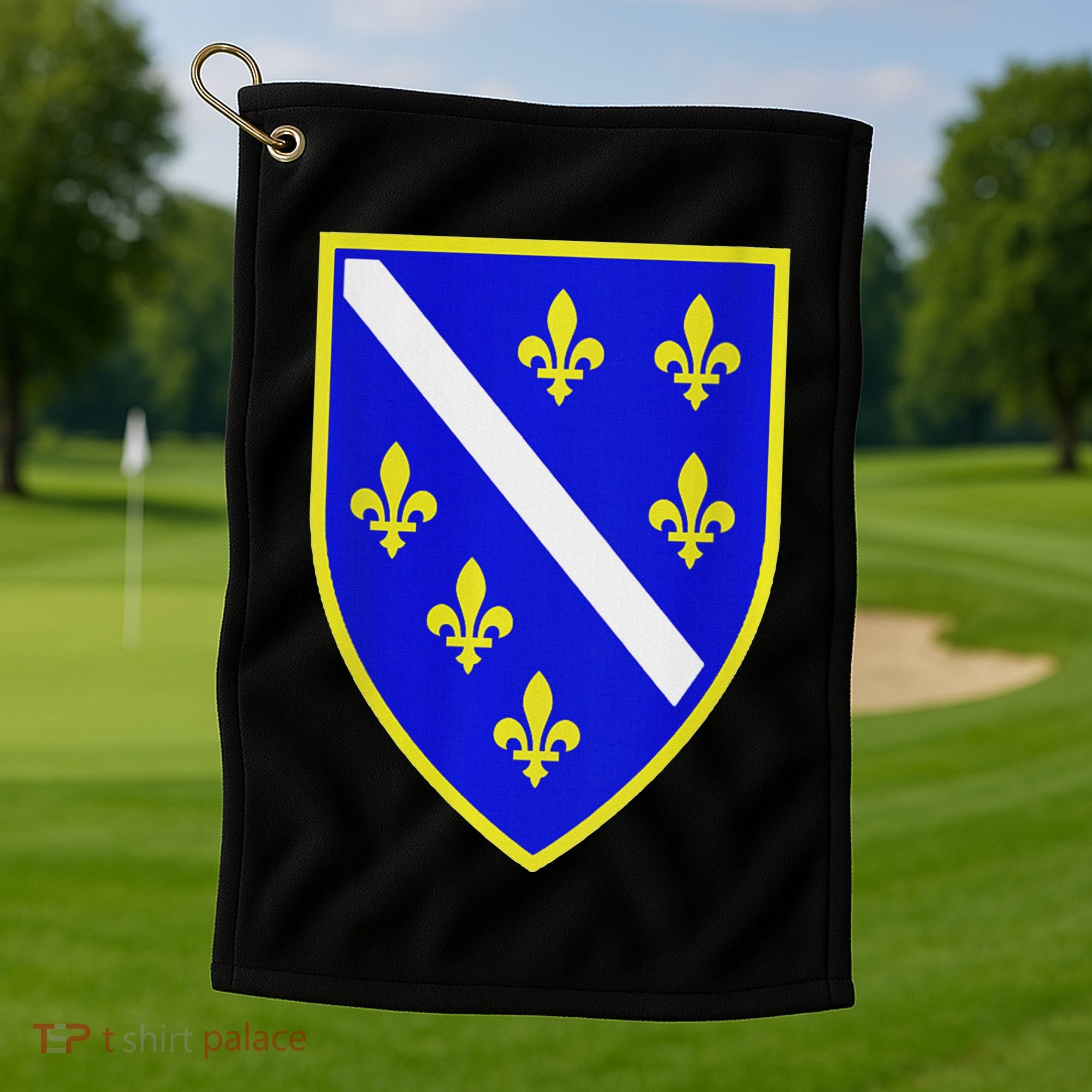 Bosnian Flag With Lily Golf Towel