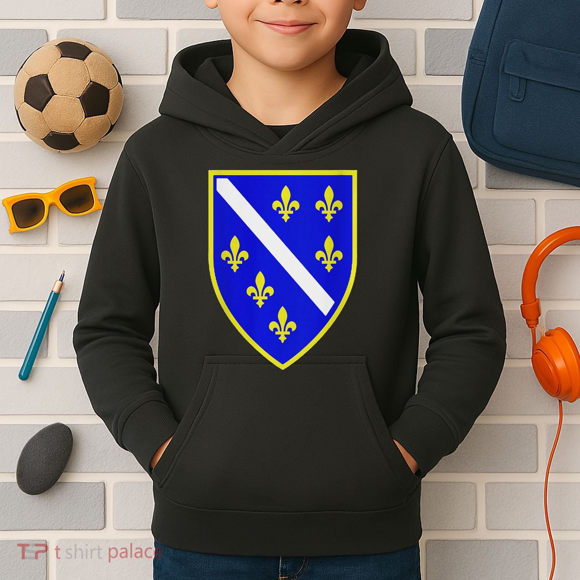 Bosnian Flag With Lily Kids Hoodie