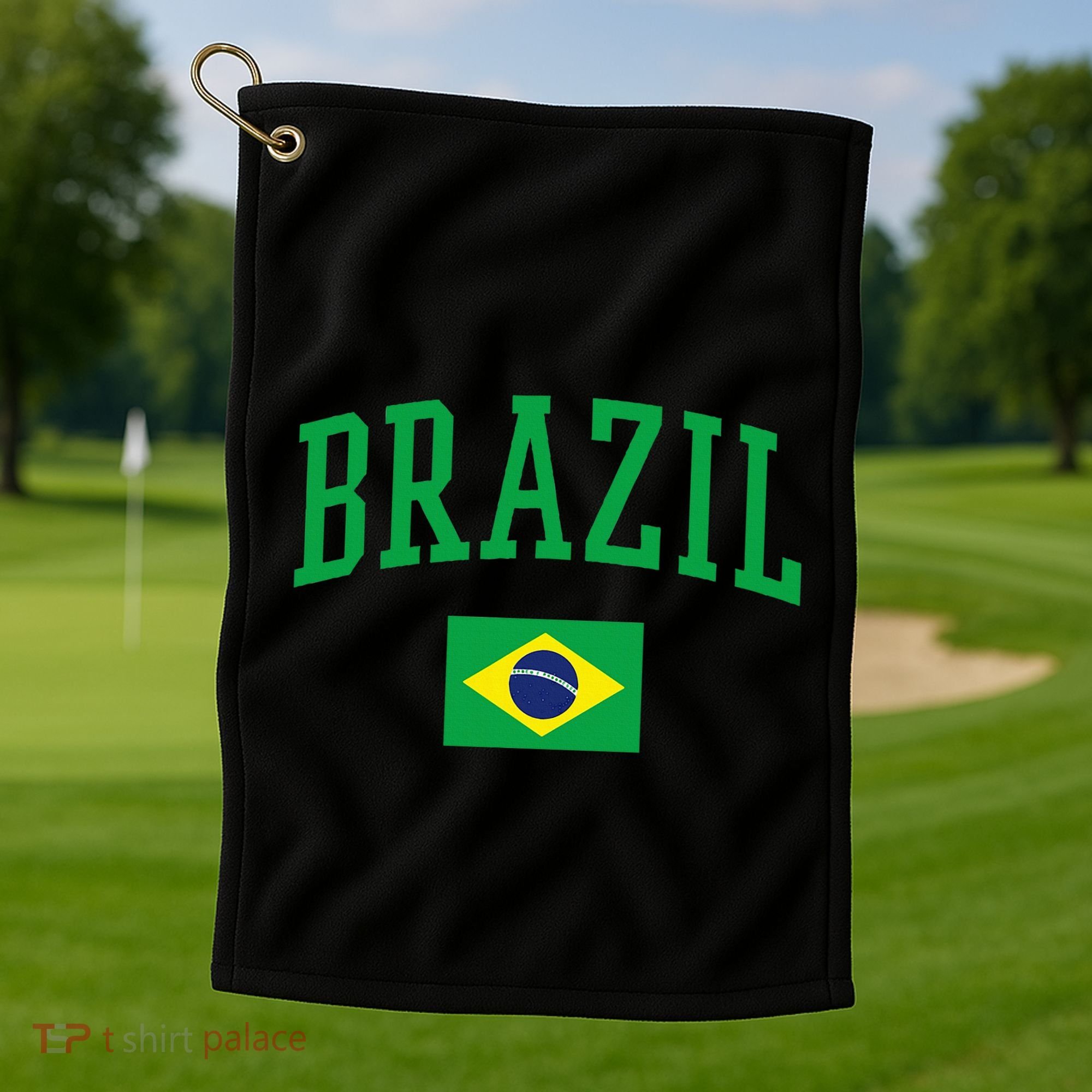 Brazil Flag Yellow Golf Towel