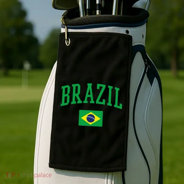 Brazil Flag Yellow Golf Towel