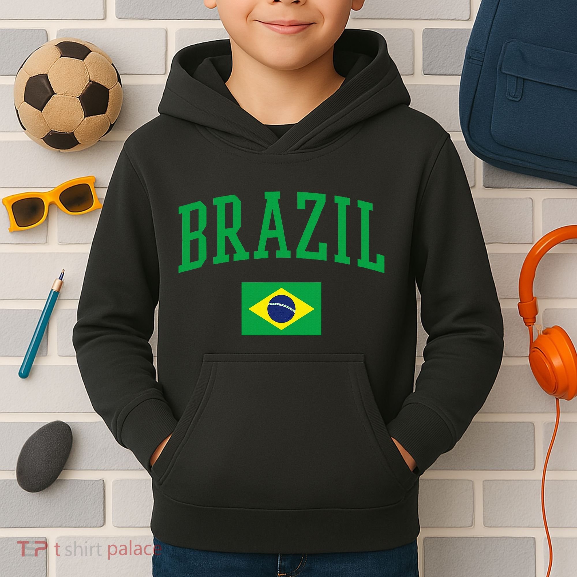 Brazil Flag Yellow Kids Hoodie