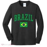 Brazil Flag Yellow Kids Long Sleeve Shirt thumb 0