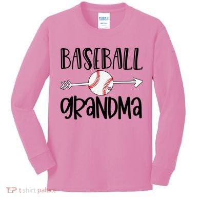 Baseball Grandma Arrow Kids Long Sleeve Shirt