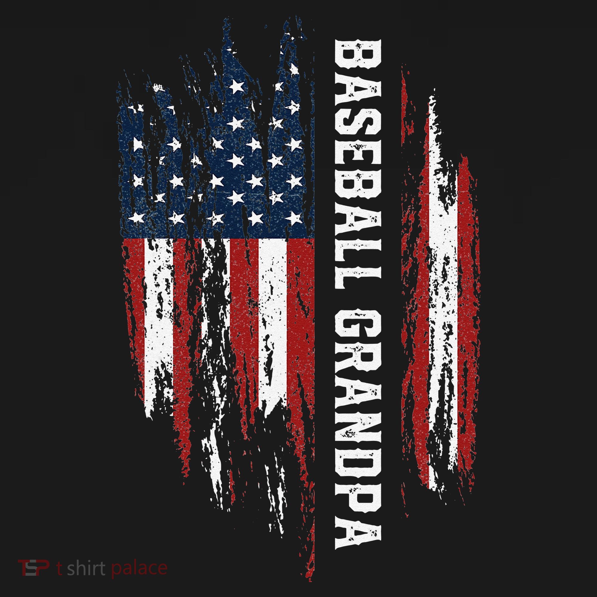 Baseball Grandpa American Flag Grandson Papa 4th Of July T-Shirt