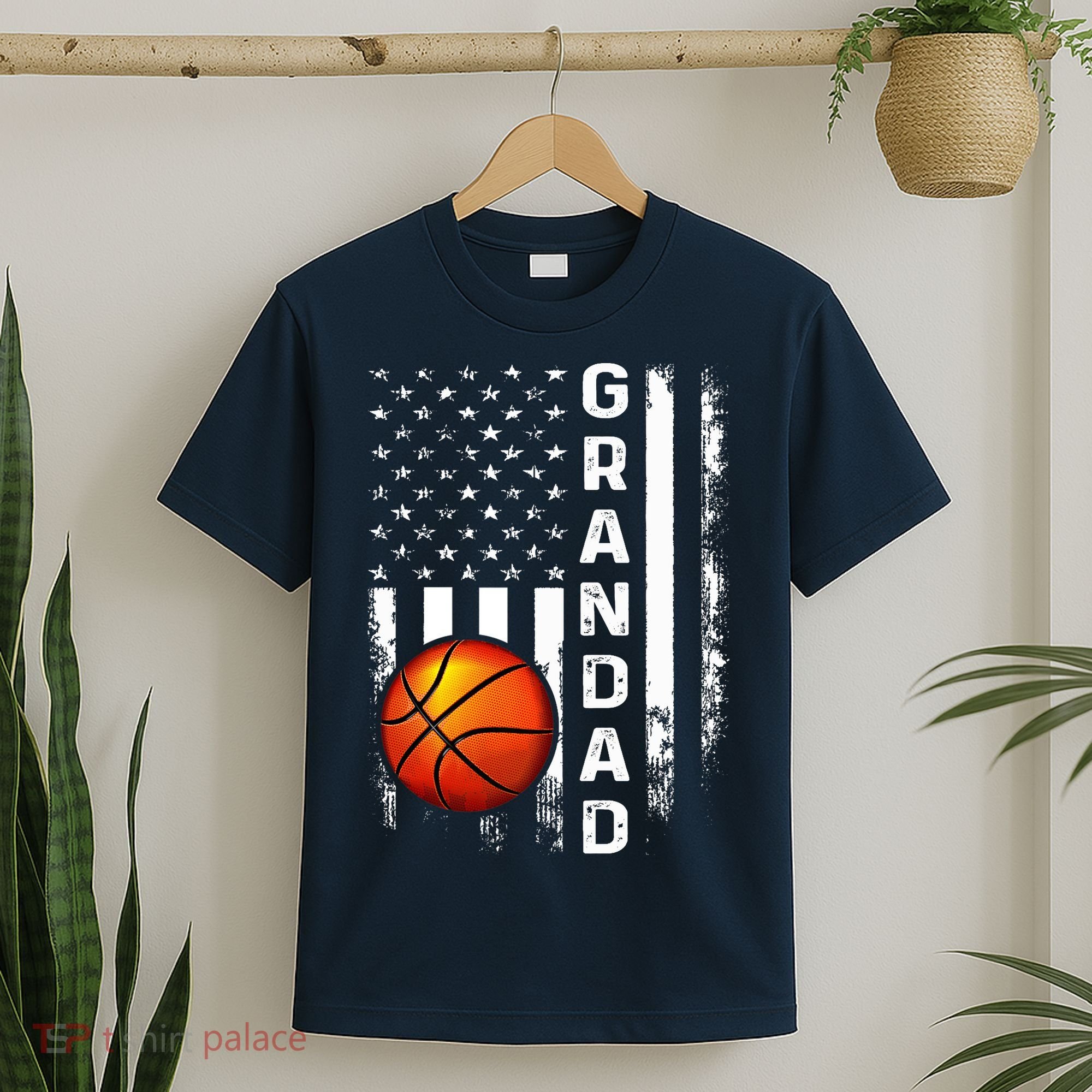 Basketball Grandad American Flag Vintage Christmas Xmas Premium T-Shirt
