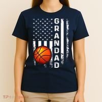 Basketball Grandad American Flag Vintage Christmas Xmas Premium T-Shirt thumb 4