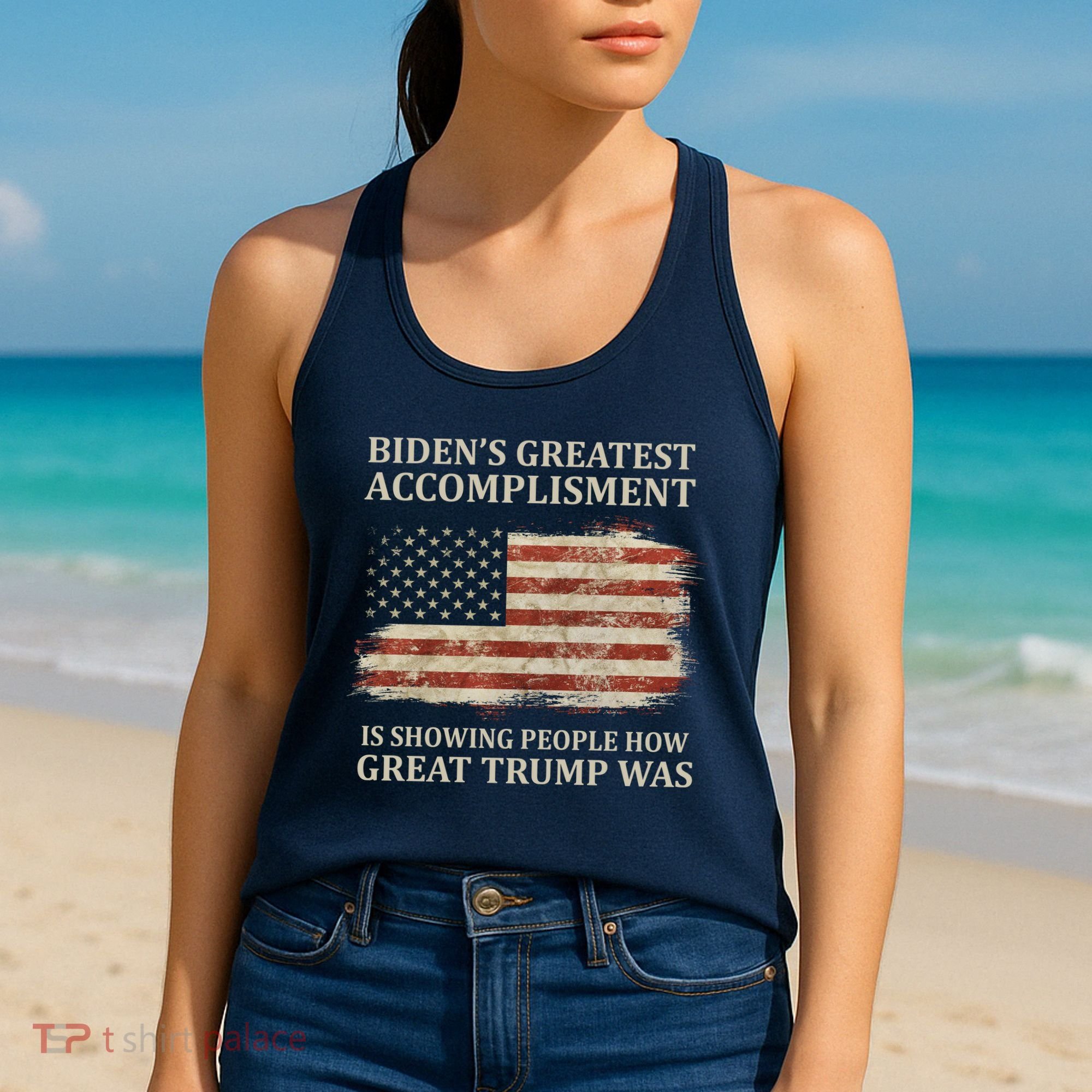 Bidens Greatest Accomplishment Is Showing People How Great Trump Was Usa Women's Tank Top