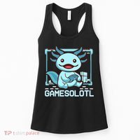 Boy Gamesolotl Axolotl Video Gamer Funny Gaming Women's Tank Top thumb 0