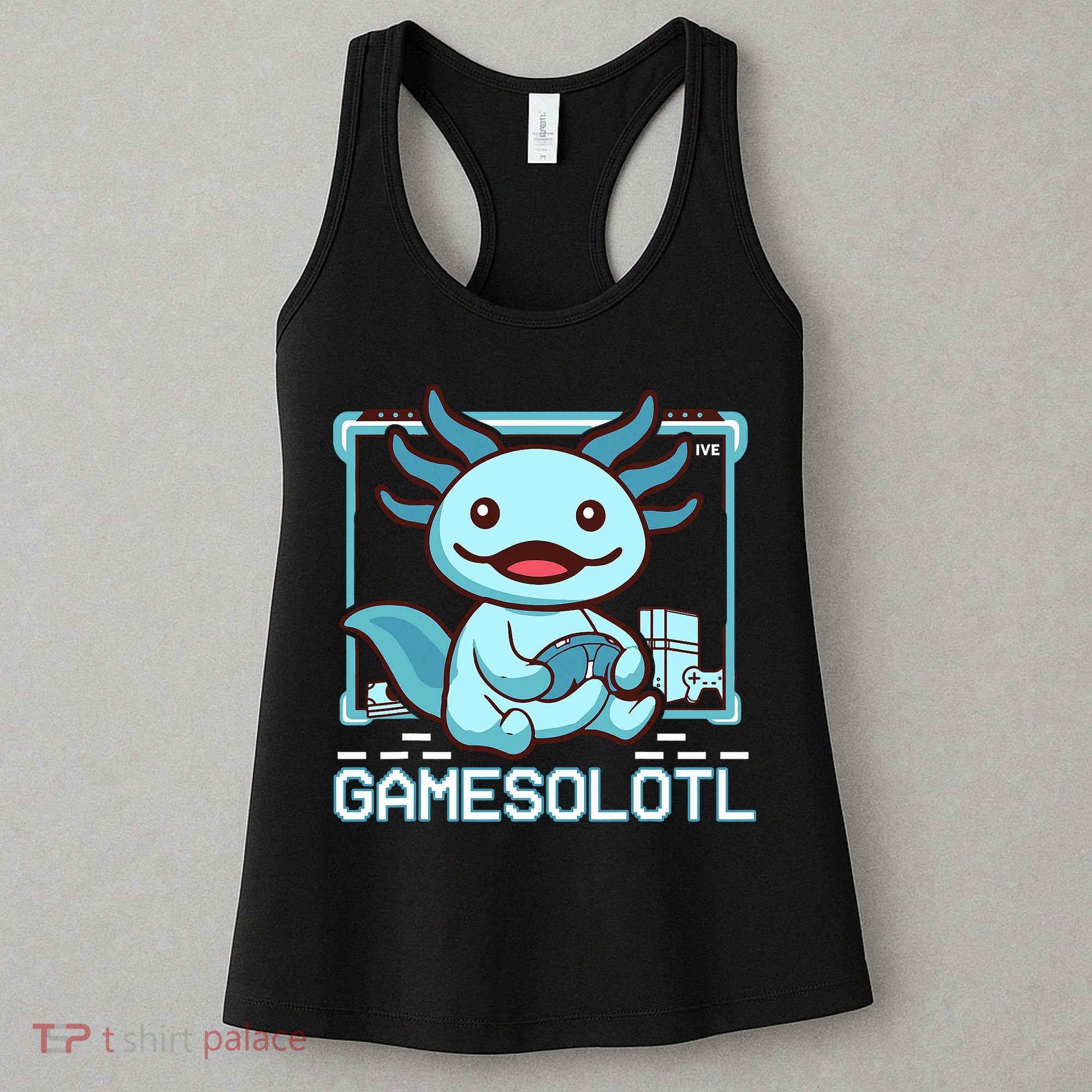 Boy Gamesolotl Axolotl Video Gamer Funny Gaming Women's Tank Top