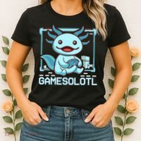 Boy Gamesolotl Axolotl Video Gamer Funny Gaming Women's T-Shirt thumb 2