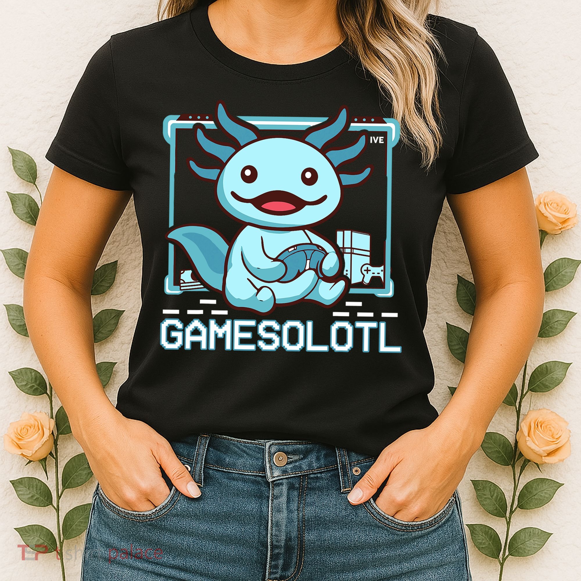 Boy Gamesolotl Axolotl Video Gamer Funny Gaming Women's T-Shirt